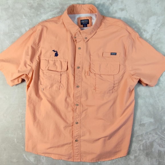 Smith's Workwear Men's Short Sleeve Button Down Fishing Shirt - Picture 1 of 11